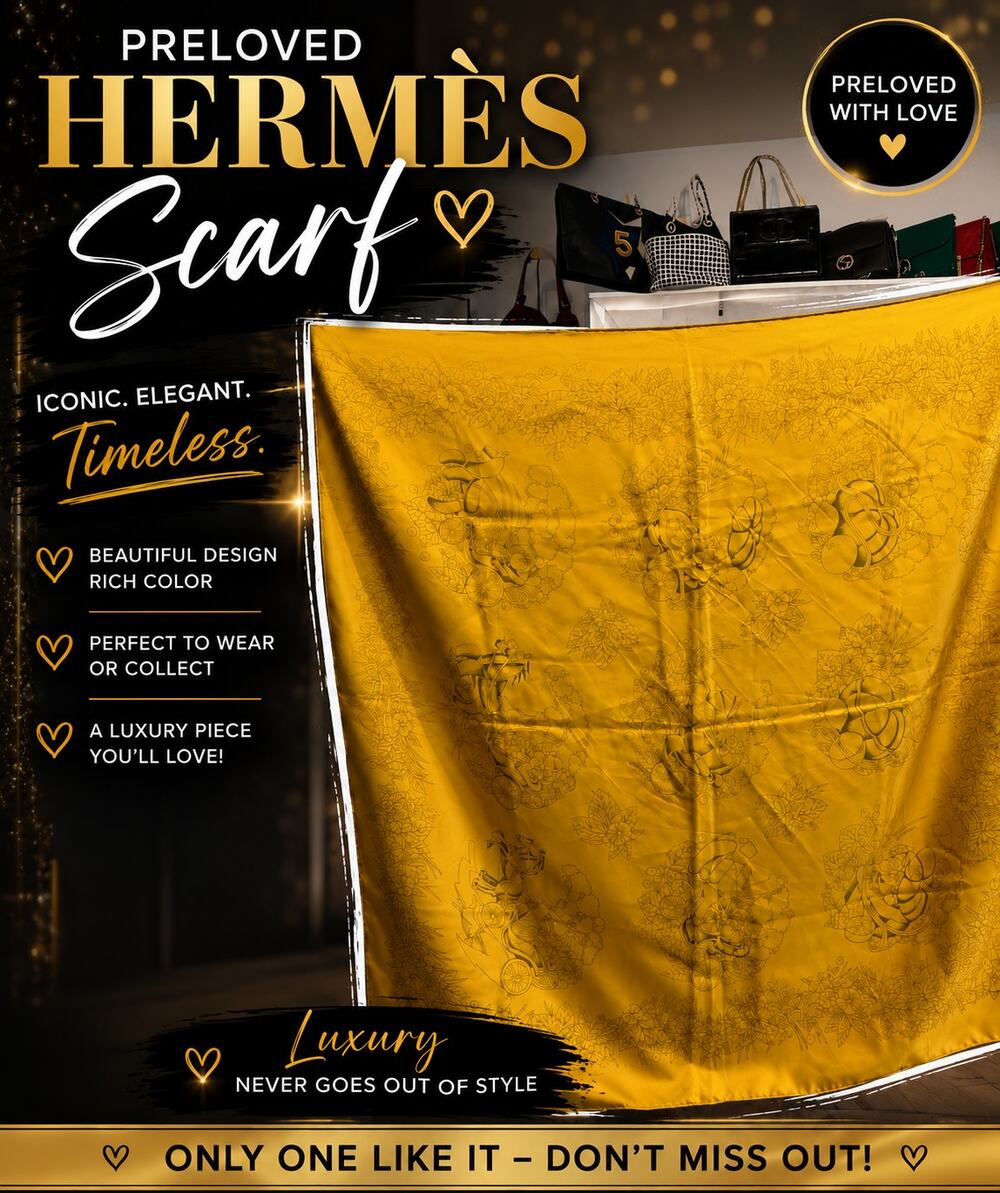 KB072 Hermes Carre 90 Scarf Yellow*100% Silk